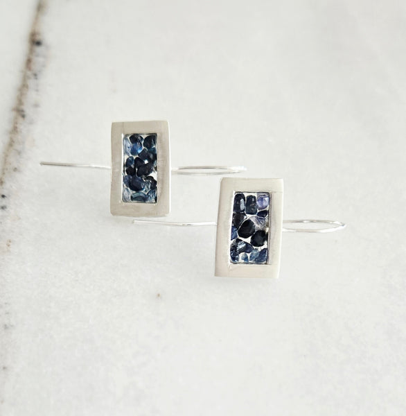 Sapphire Mosaic Sterling Silver Modern Earrings