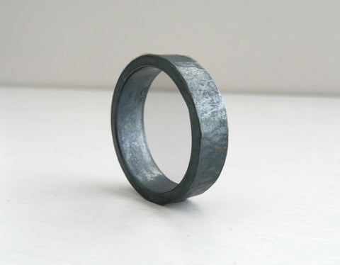 Black Ring Hammered Oxidized Sterling Silver-water effect- No Oxidation option available
