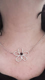 Sterling Silver Modern Flower Necklace with Garnet or a stone of your choice, Amethyst, Aquamarine, Citrine, Tourmaline