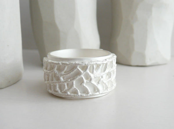 White Ring, Sterling Silver and White Patina