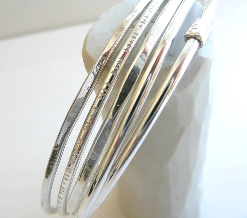 sterling Silver Bangle - set of 5 -