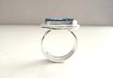 Blue Agate Druzy Sterling Silver Ring