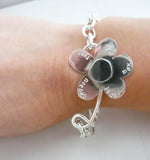 Daisy flower bracelet  sterling silver