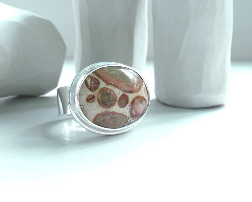 Leopard Ryolite Stone Sterling Silver Ring