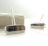 Striped Stone Sterling Silver Dangle Earrings